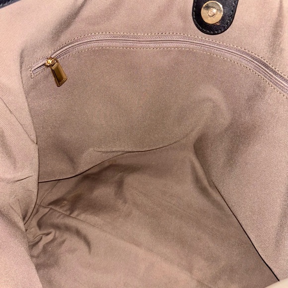 FURLA Luxury Large Ariana Woven Tote Bag Brown PVC Black Leather - Picture 10 of 10